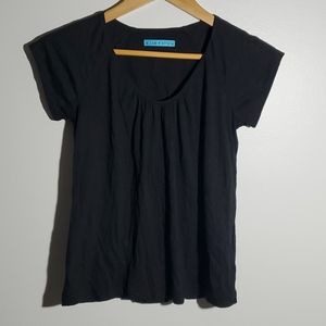 Alice + Olivia Top Scoop Neck Black Tencel…